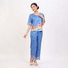 Set đồ bộ nữ kiểu quần dài tay ngắn chất lụa nhung 263p 6057