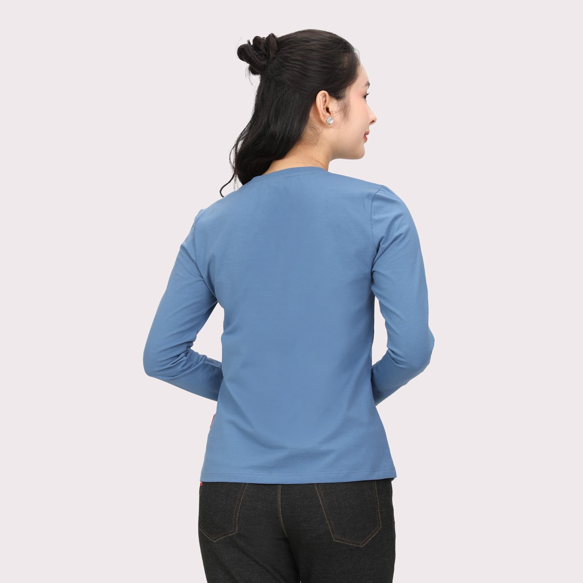 Áo thun nữ tay dài Cổ Tim chất cotton siêu mát 020p 0264