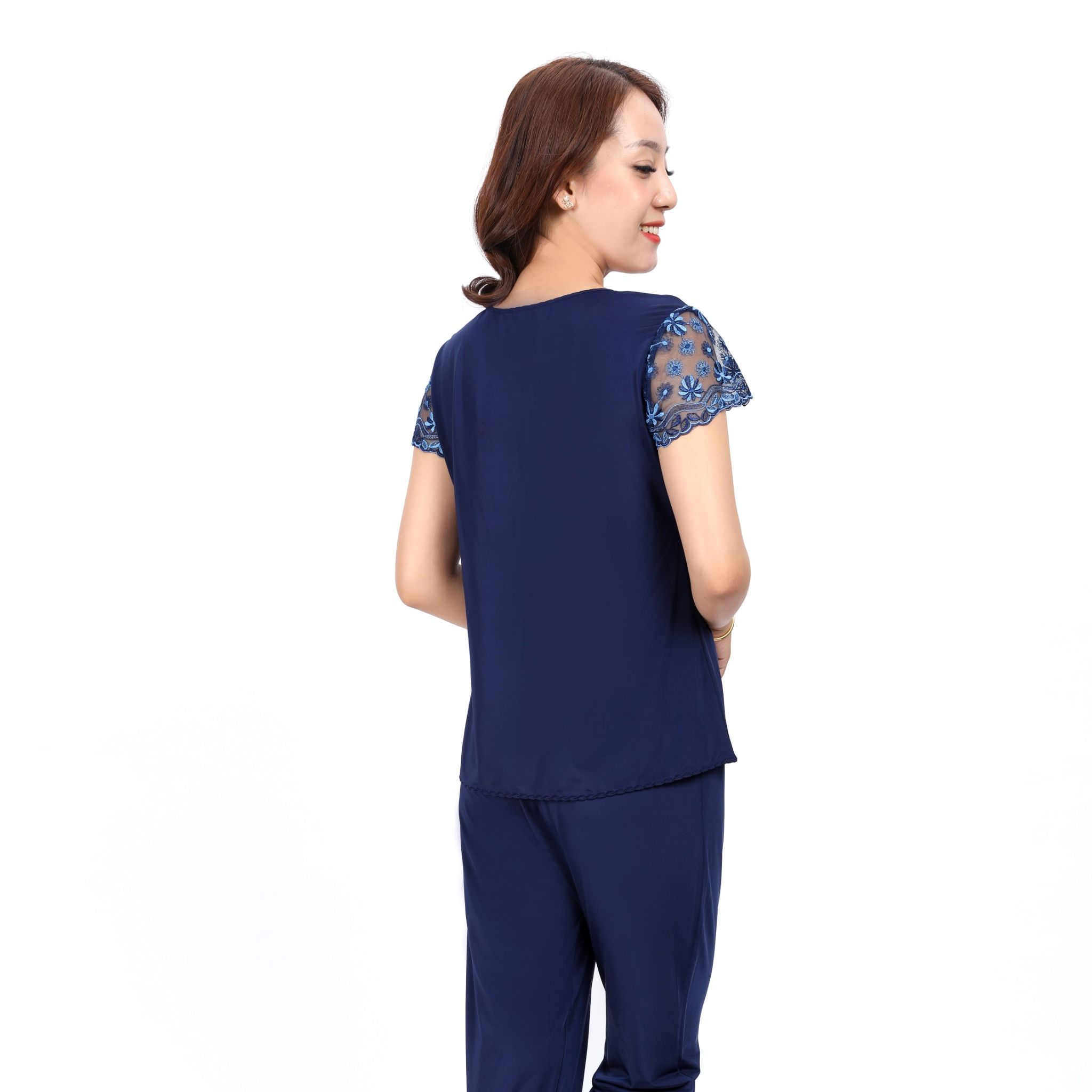 Set đồ bộ nữ kiểu quần dài tay ngắn chất thun lạnh siêu bền 013p 3146