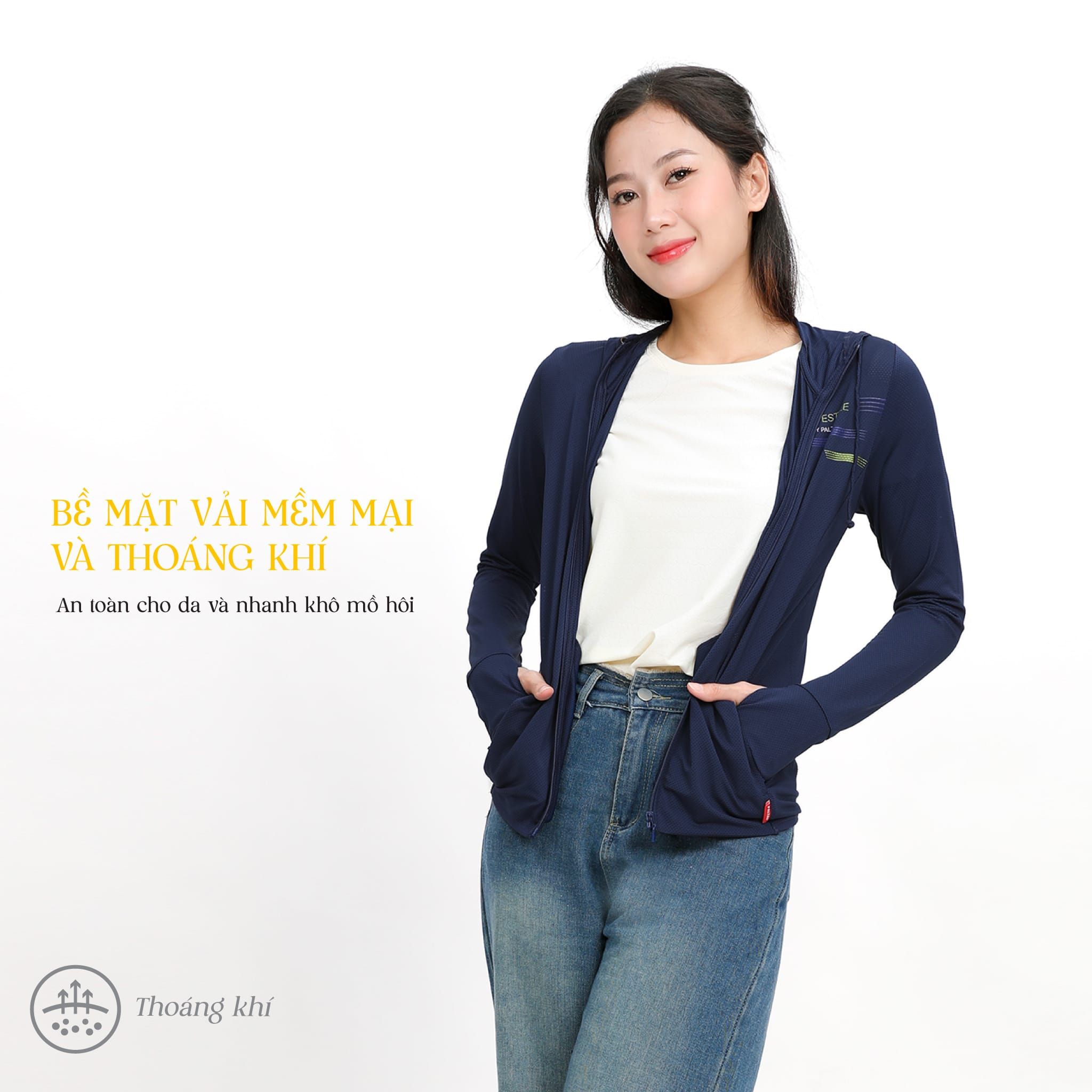 ..Áo khoác nữ chống nắng, chống UV chất poly thái 311p 1291