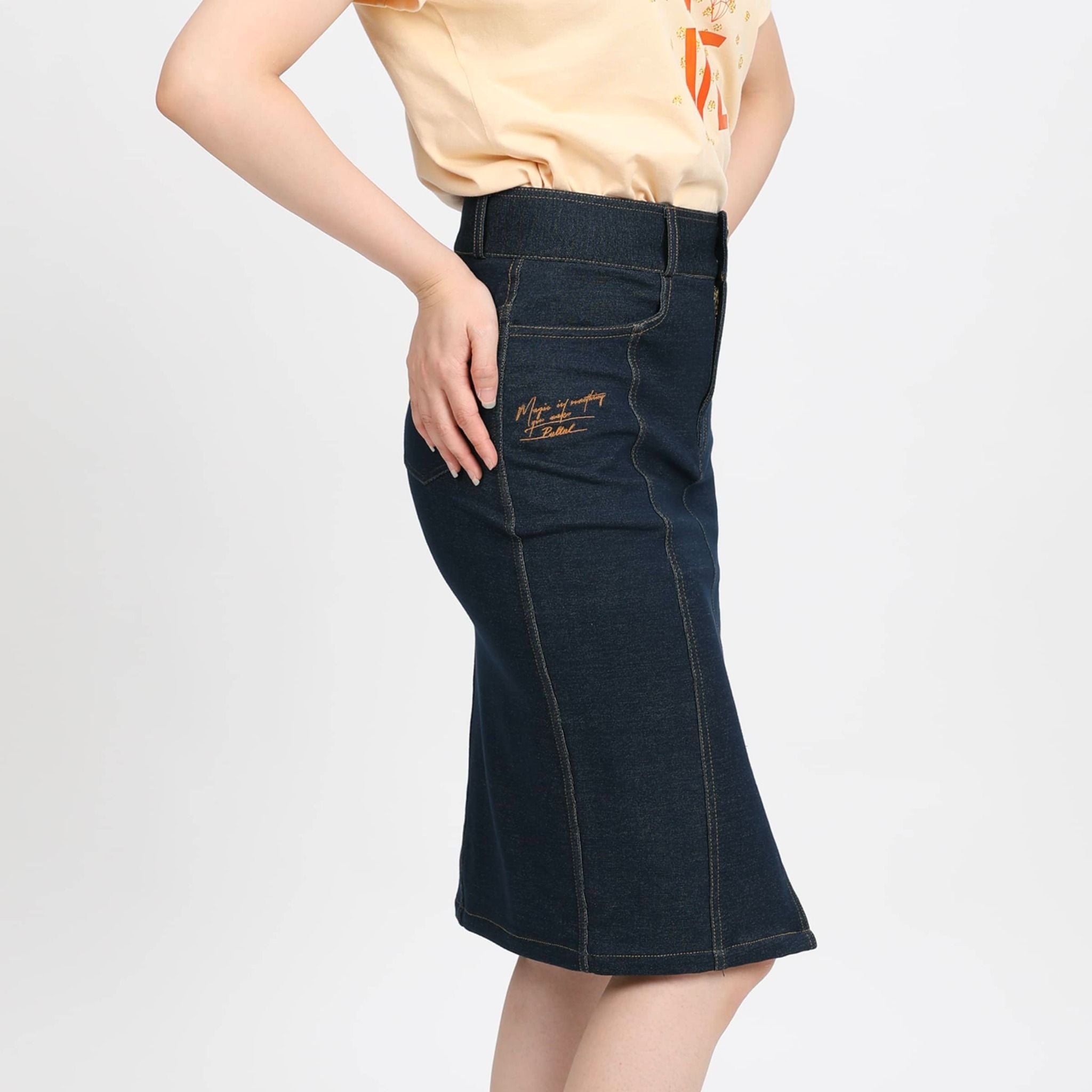 Chân váy dài chất jean thun 502p 8022