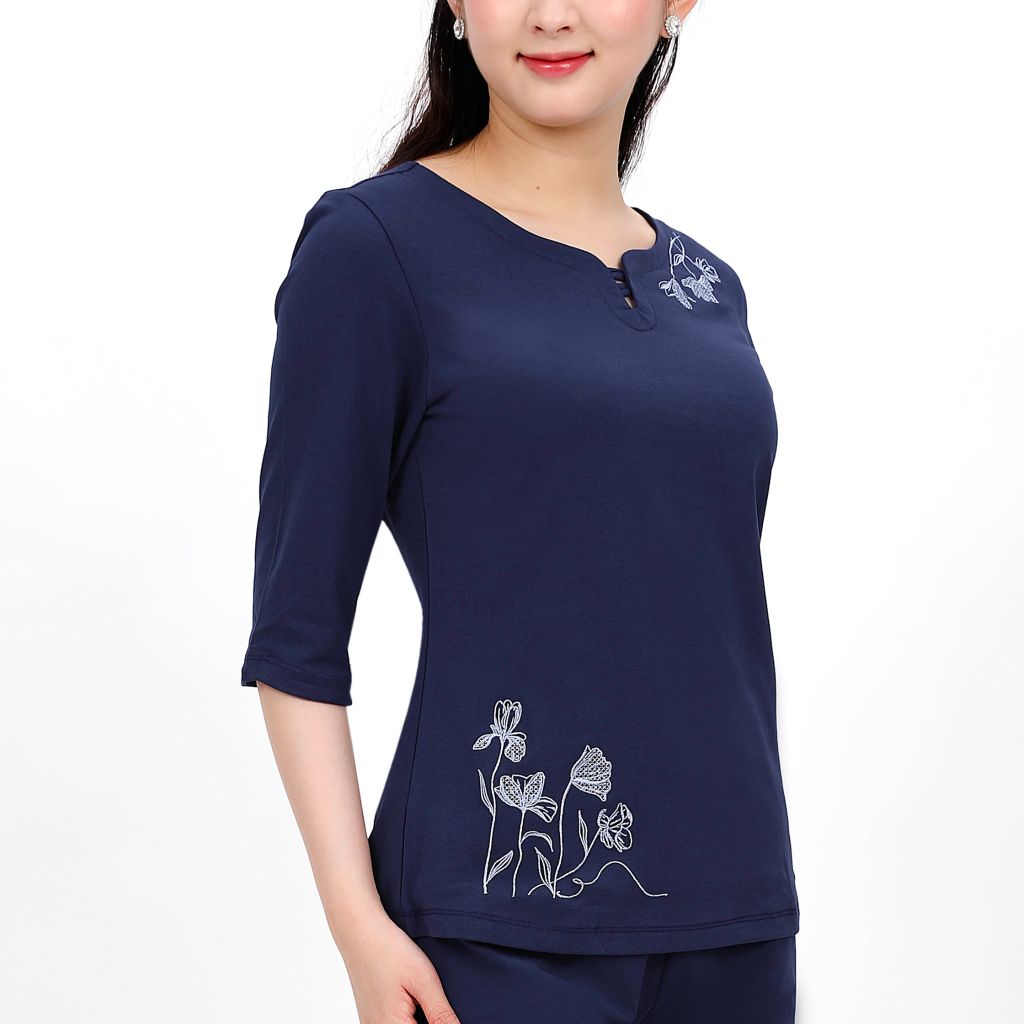 Đồ bộ mặc nhà nữ kiểu quần dài tay lỡ cotton 193p 3334