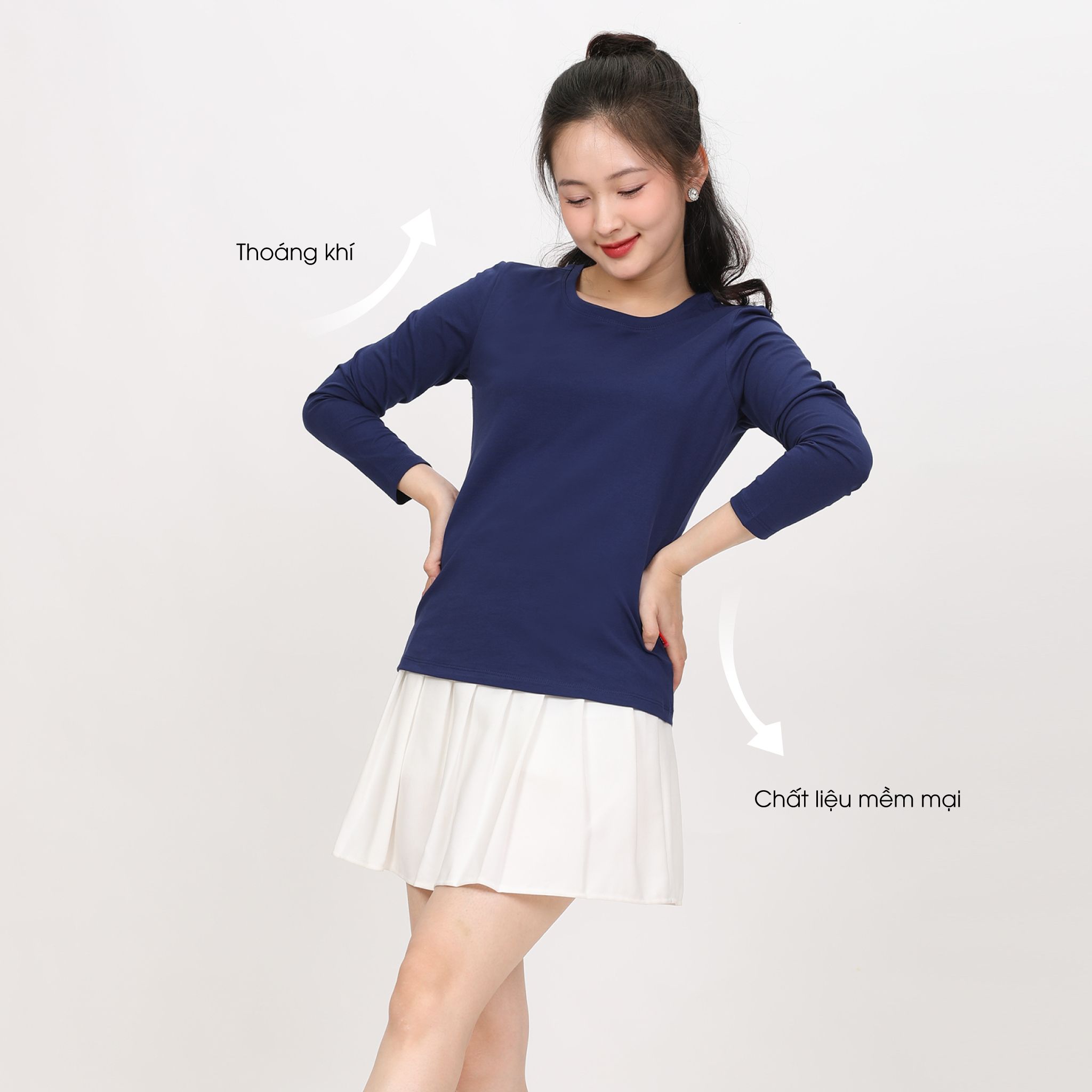 Áo thun nữ tay dài Cổ Tròn chất cotton siêu mát 020p 0263