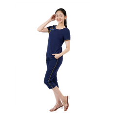 Set đồ bộ nữ kiểu quần lửng tay ngắn cotton cvc mát 194p 4244