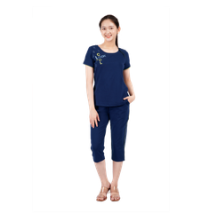 Set đồ bộ nữ kiểu quần lửng tay ngắn cotton cvc mát 194p 4244