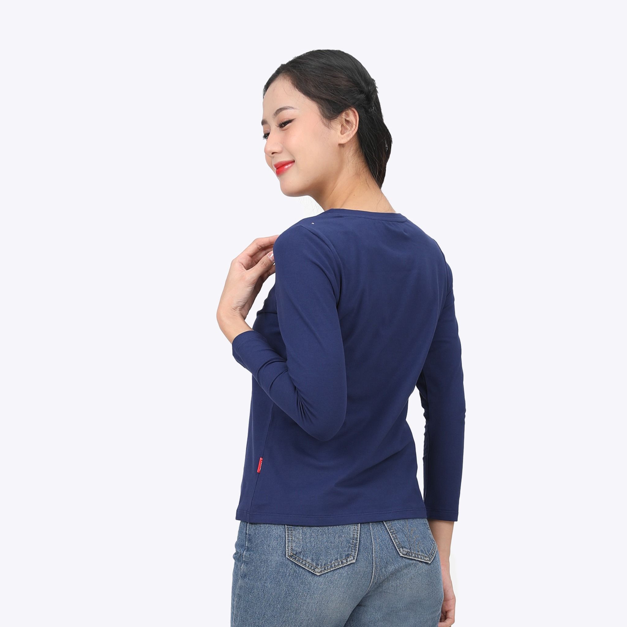 Áo thun nữ tay dài Cổ Tim chất cotton siêu mát 020p 0271