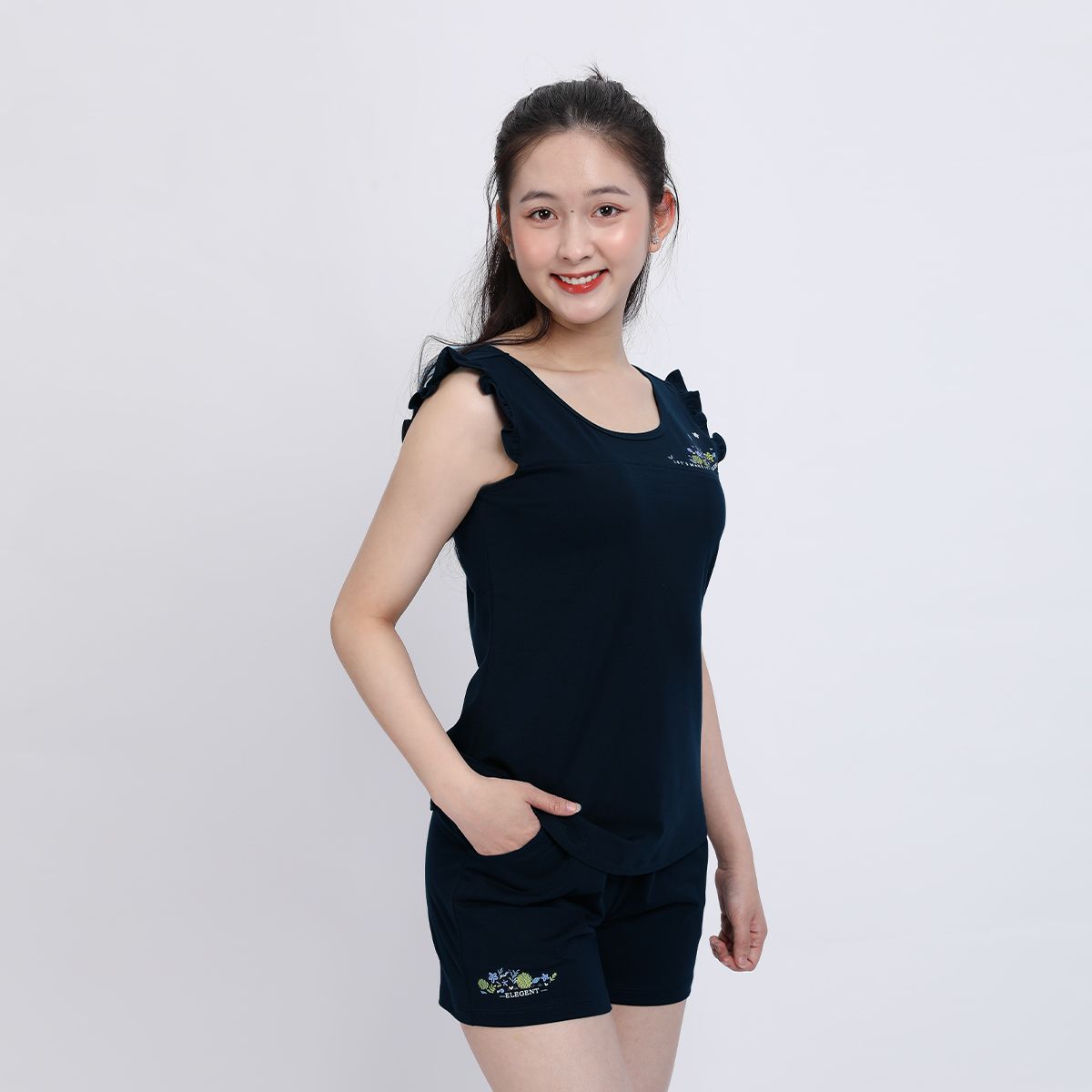Set đồ bộ nữ kiểu quần đùi không tay chất cotton siêu mát 025p 5108