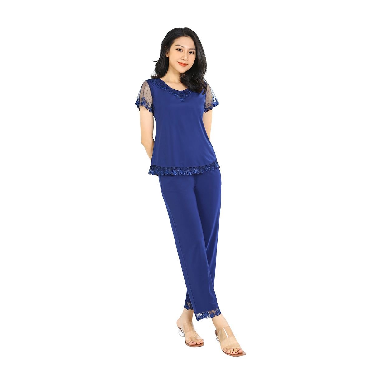 Set đồ bộ nữ kiểu quần dài tay ngắn chất thun lạnh siêu bền 013p 3068