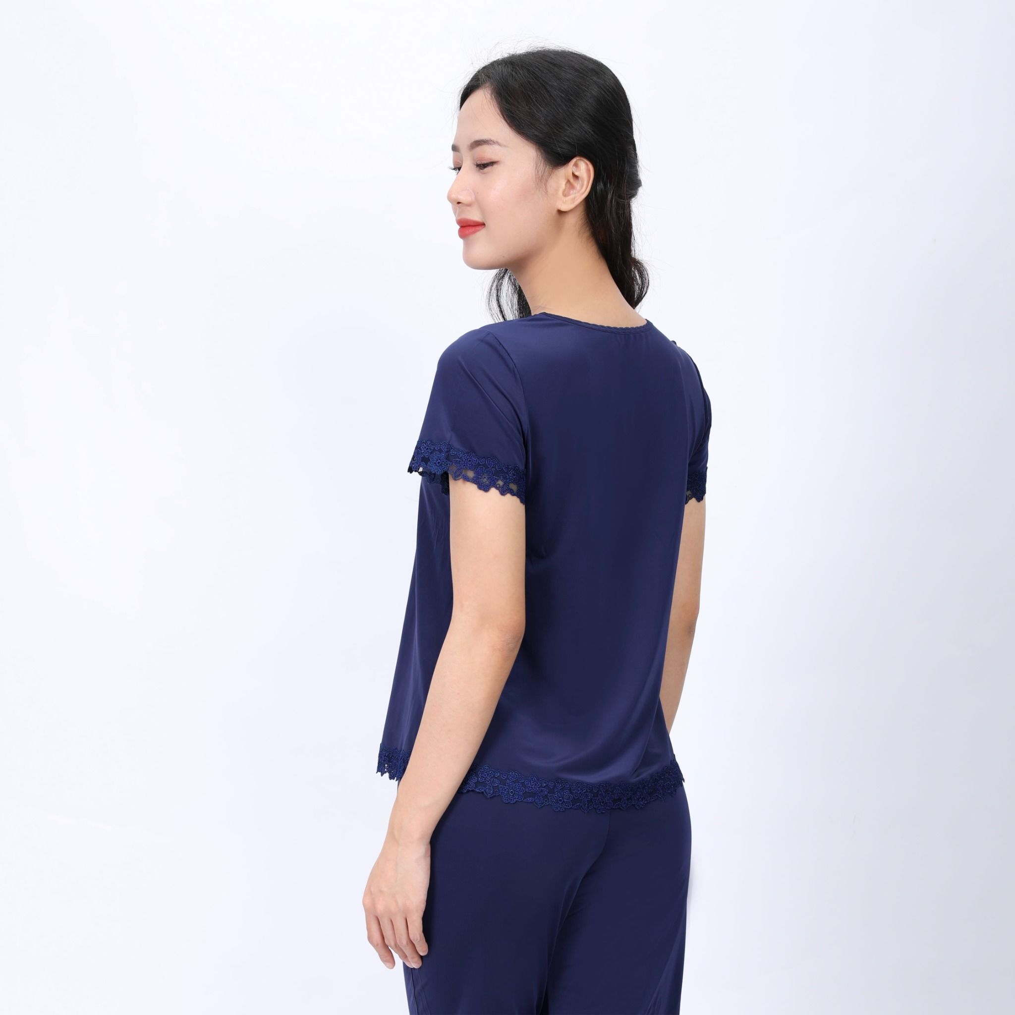 Set đồ bộ nữ kiểu quần dài tay ngắn chất thun lạnh siêu bền 013p 6015