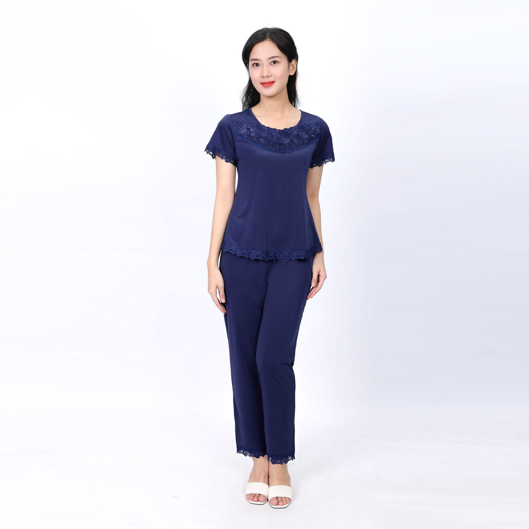 Set đồ bộ nữ kiểu quần dài tay ngắn chất thun lạnh siêu bền 013p 6015