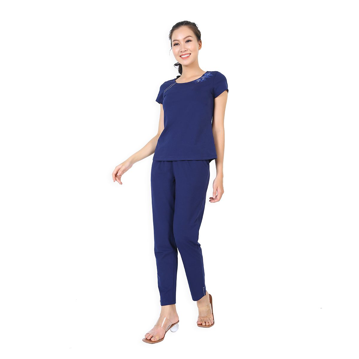 Set đồ bộ nữ kiểu quần dài tay ngắn chất cotton siêu mát 023p 3229