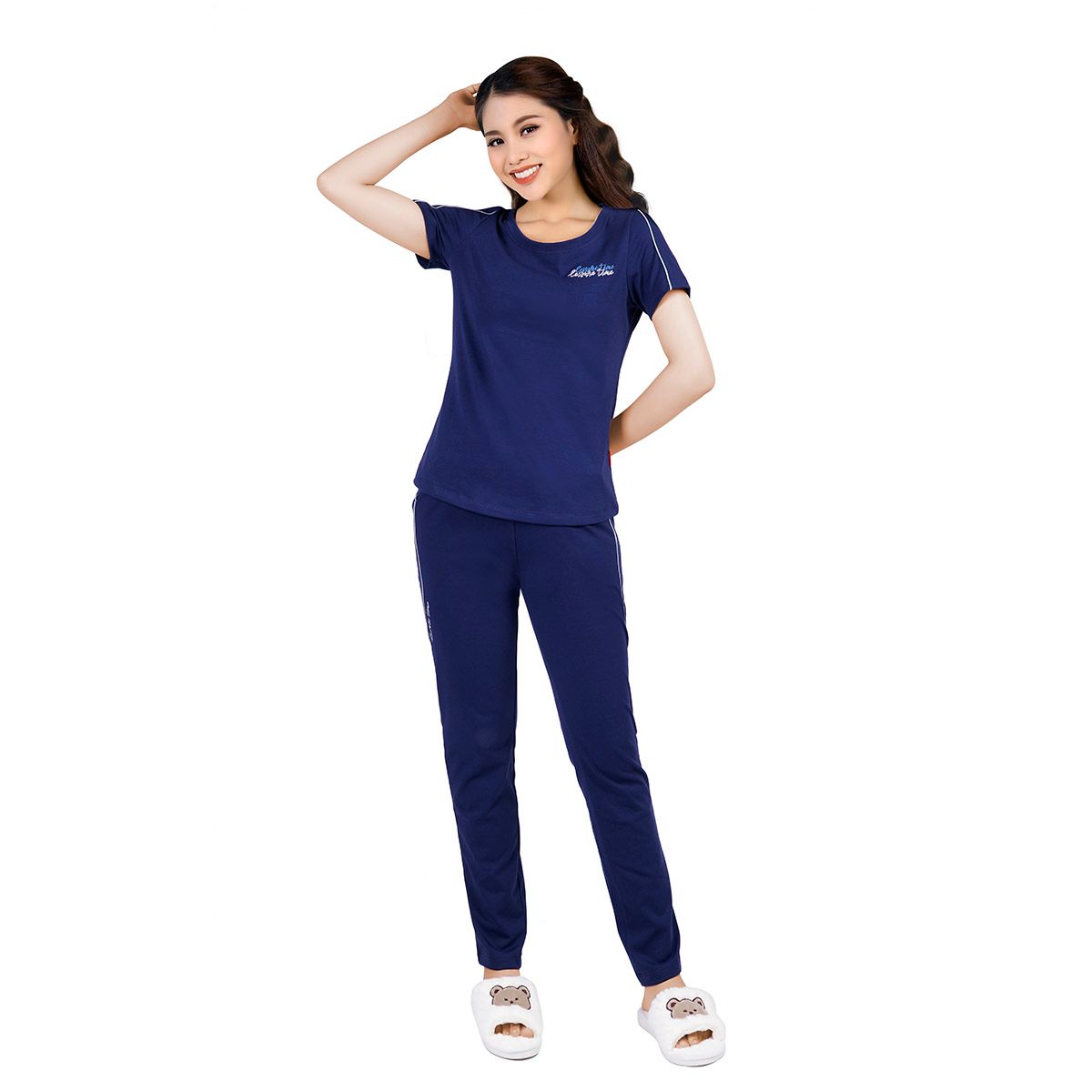 Set đồ bộ nữ kiểu quần dài tay ngắn chất cotton siêu mát 193p 3298