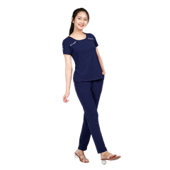 Set đồ bộ nữ kiểu quần dài tay ngắn cotton cvc mát 193p 3309
