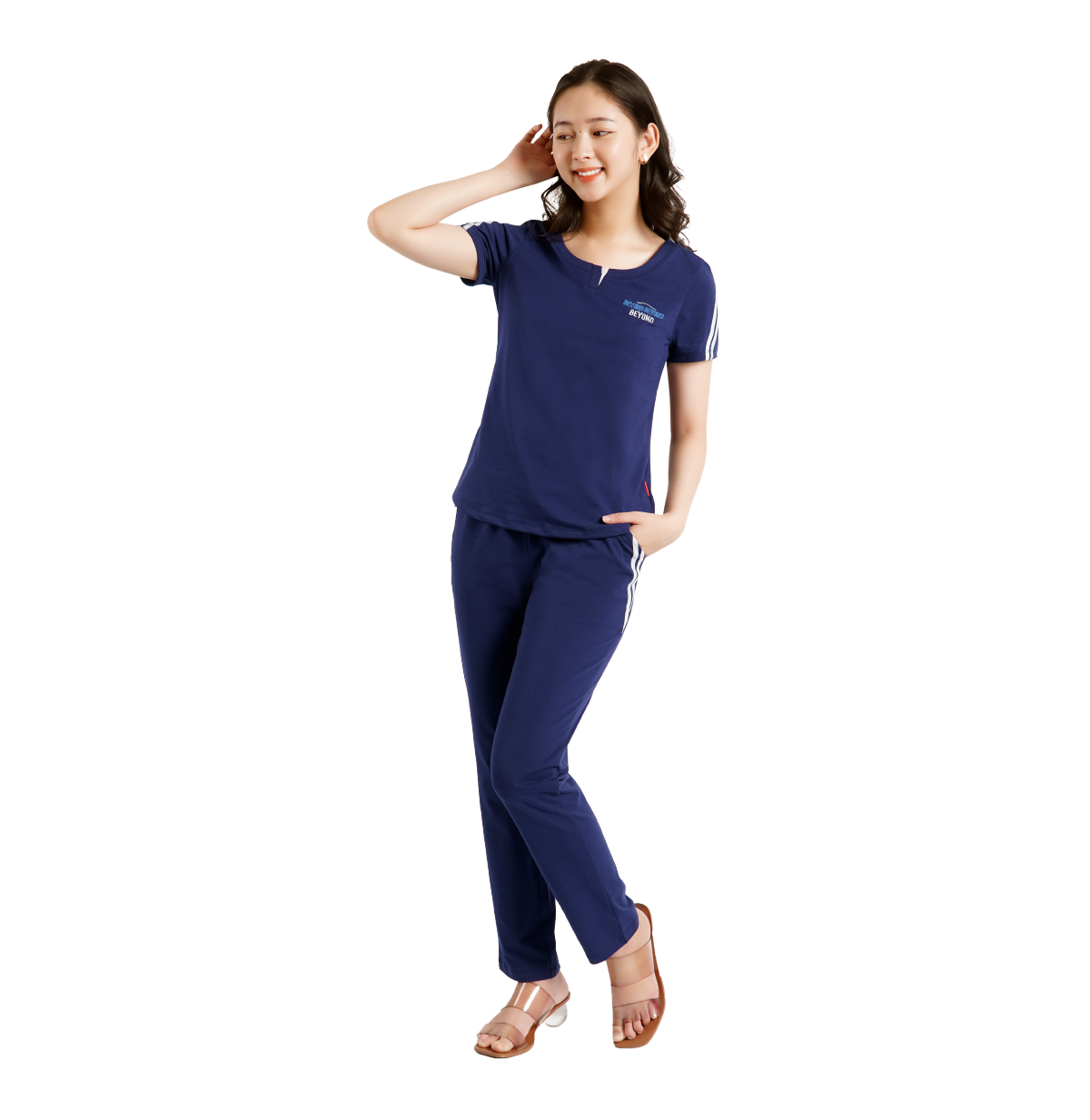 Set đồ bộ nữ kiểu quần dài tay ngắn cotton cvc mát 193p 3318