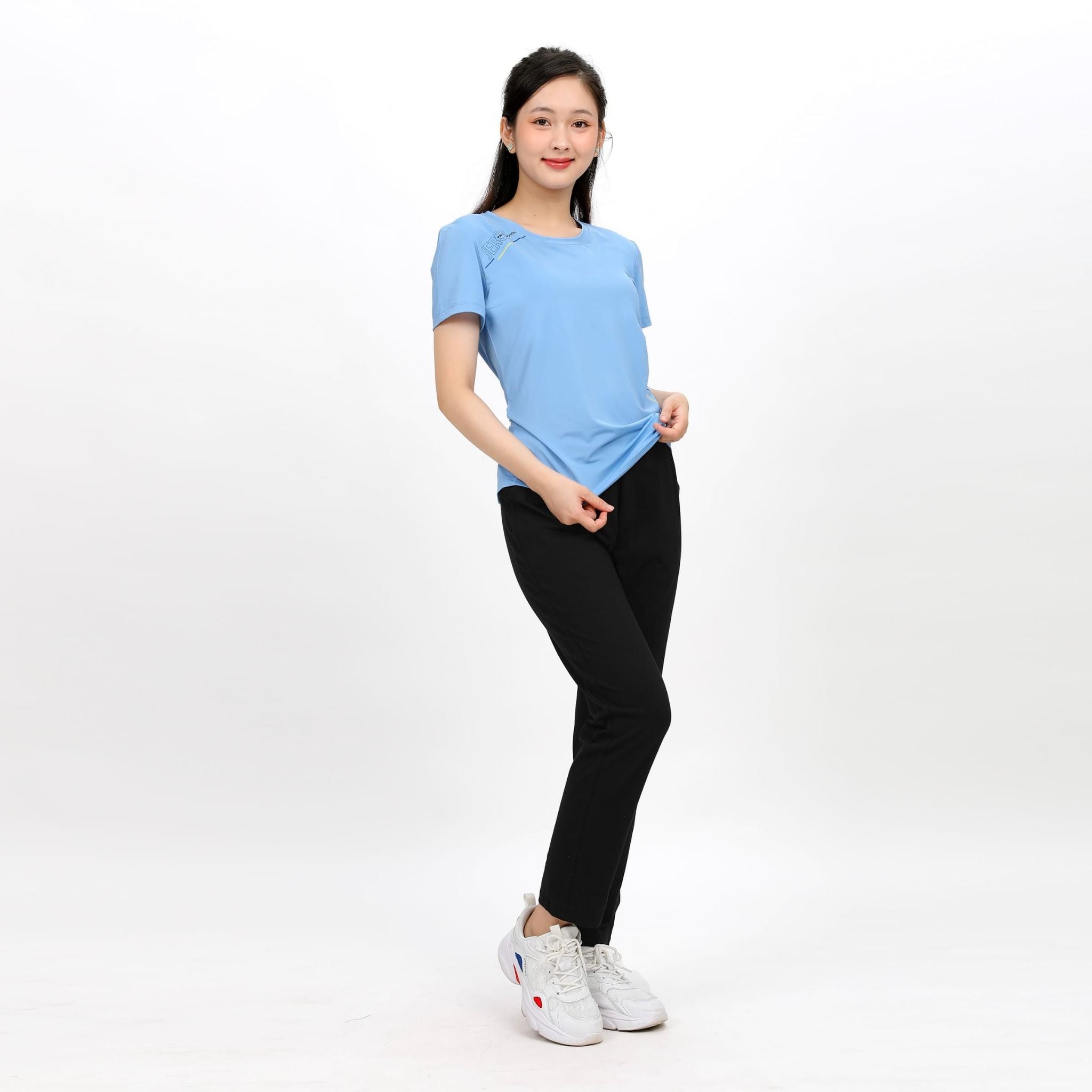 Set đồ bộ nữ kiểu quần dài tay ngắn thể thao 3 trong 1 chất nhung lạnh 153p 6007