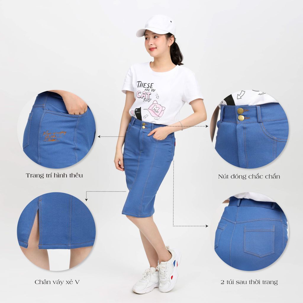 Chân váy dài chất jean thun 502p 8022