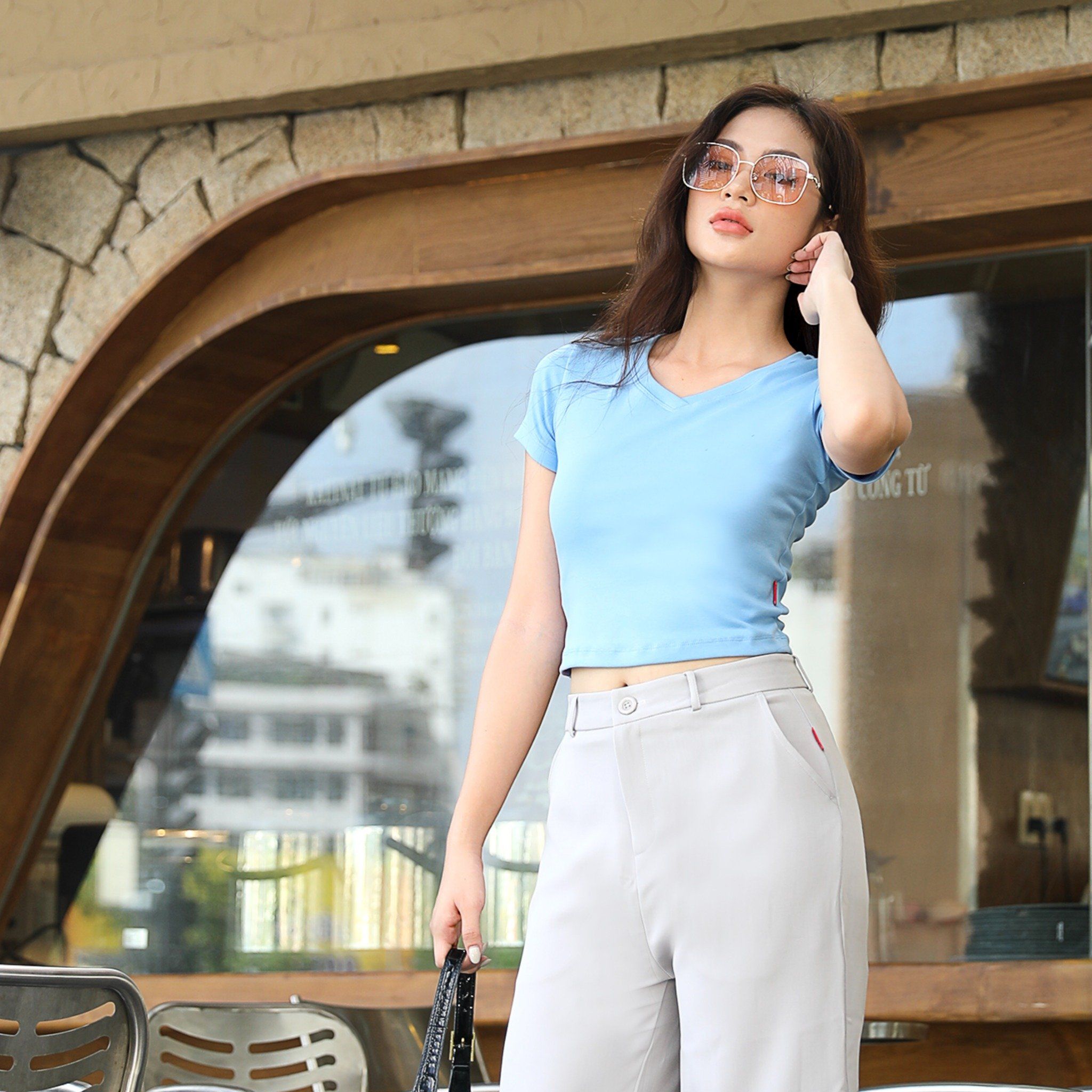 Áo thun nữ croptop tay ngắn Cổ Tròn chất rib chất cotton siêu mát 220p 0265