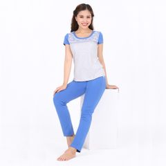 Đồ bộ nữ mặc nhà kiểu quần dài tay ngắn cotton 053p 1425