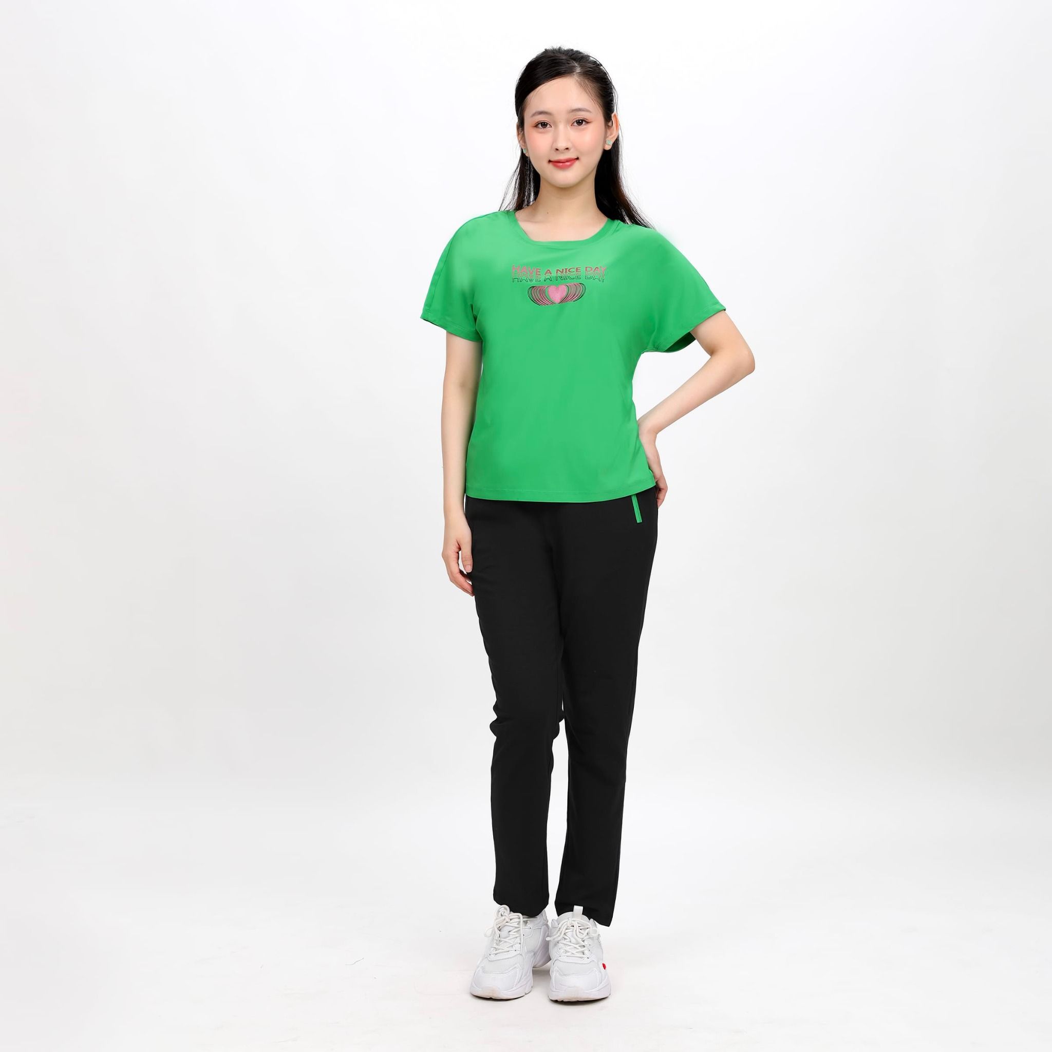 Set đồ bộ nữ kiểu quần dài tay ngắn thể thao 3 trong 1 chất nhung lạnh 153p 6006