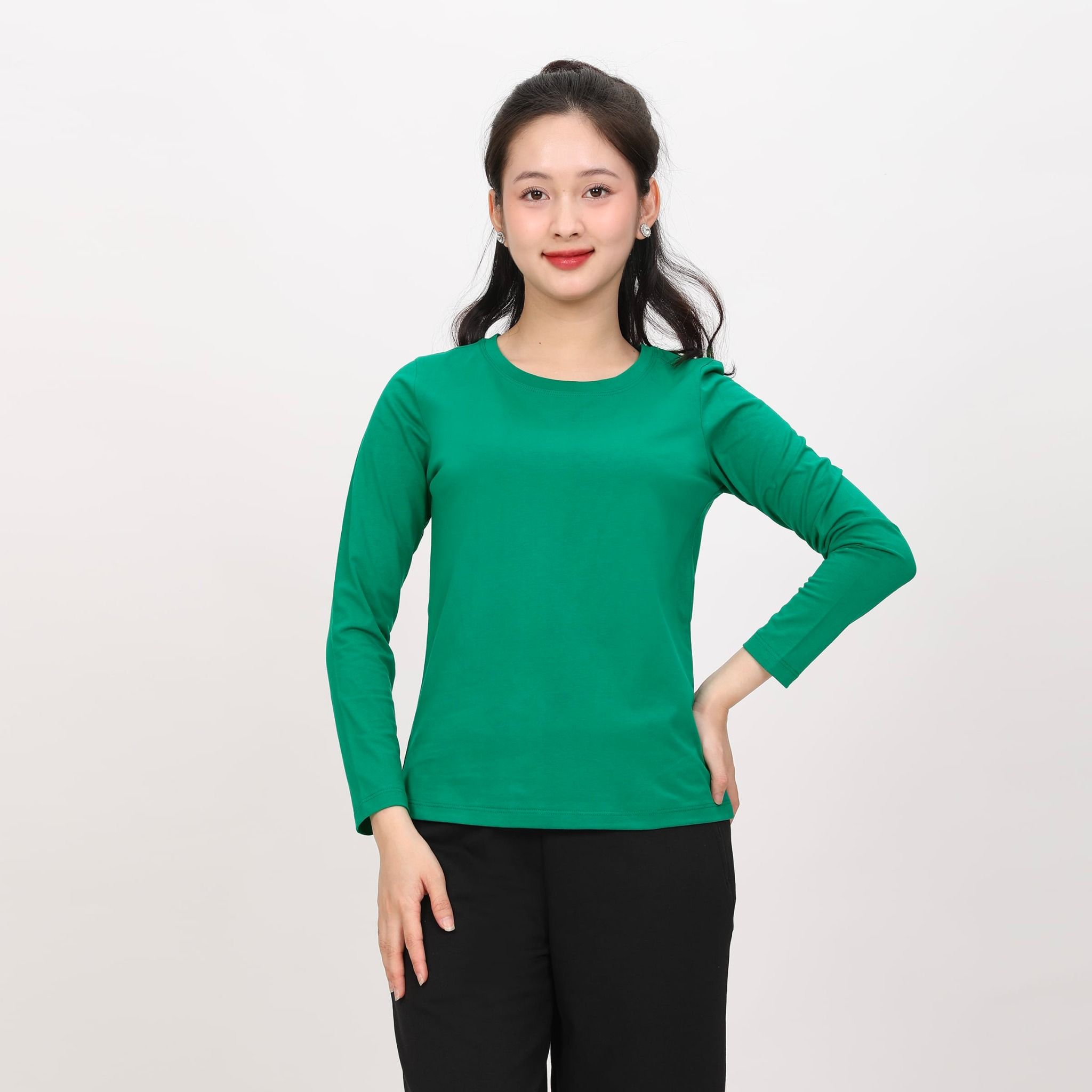 Áo thun nữ tay dài Cổ Tròn chất cotton siêu mát 020p 0263
