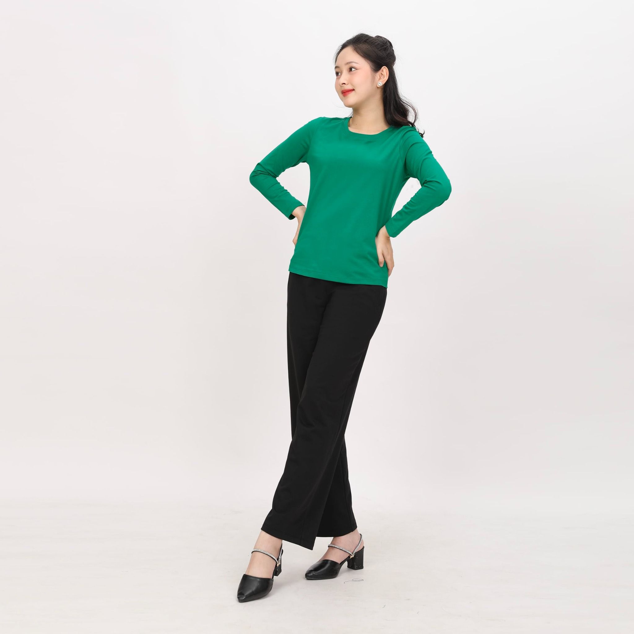 Áo thun nữ tay dài Cổ Tròn chất cotton siêu mát 020p 0263