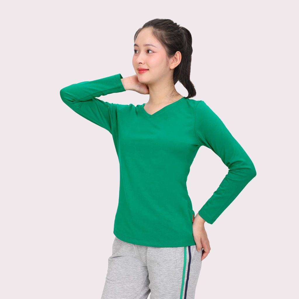 Áo thun nữ tay dài Cổ Tim chất cotton siêu mát 020p 0264