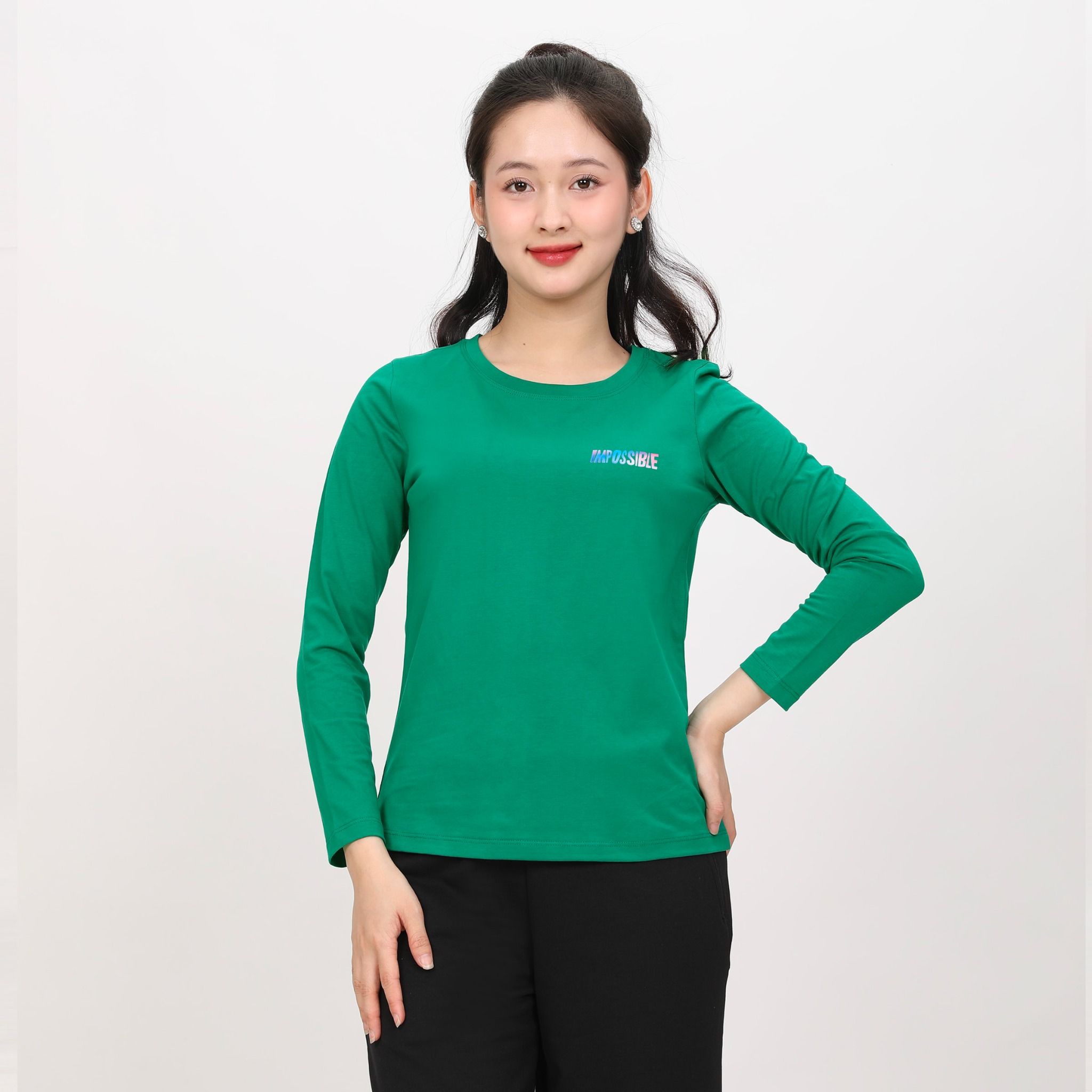 Áo thun nữ tay dài Cổ Tròn chất cotton siêu mát 020p 0270