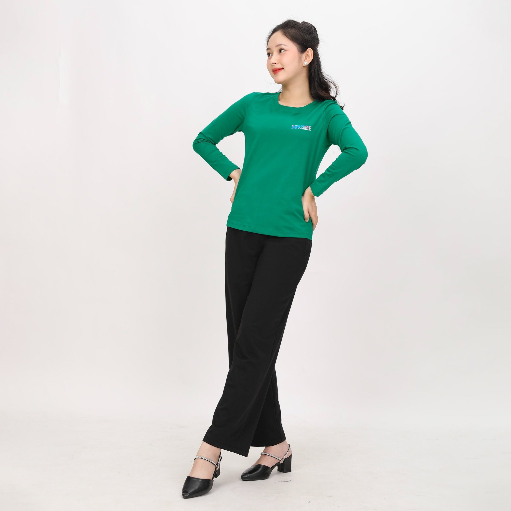 Áo thun nữ tay dài Cổ Tròn chất cotton siêu mát 020p 0270