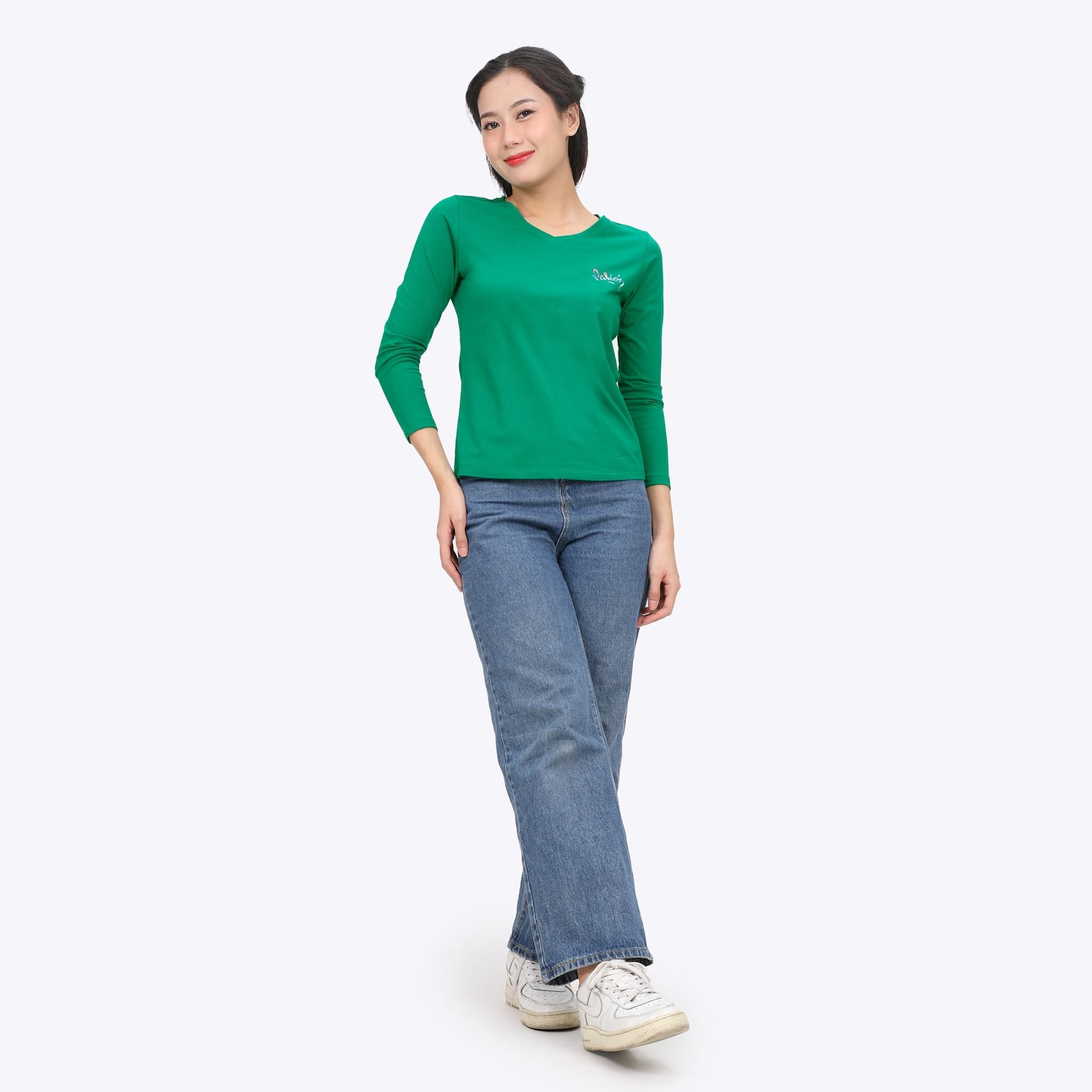Áo thun nữ tay dài Cổ Tim chất cotton siêu mát 020p 0271