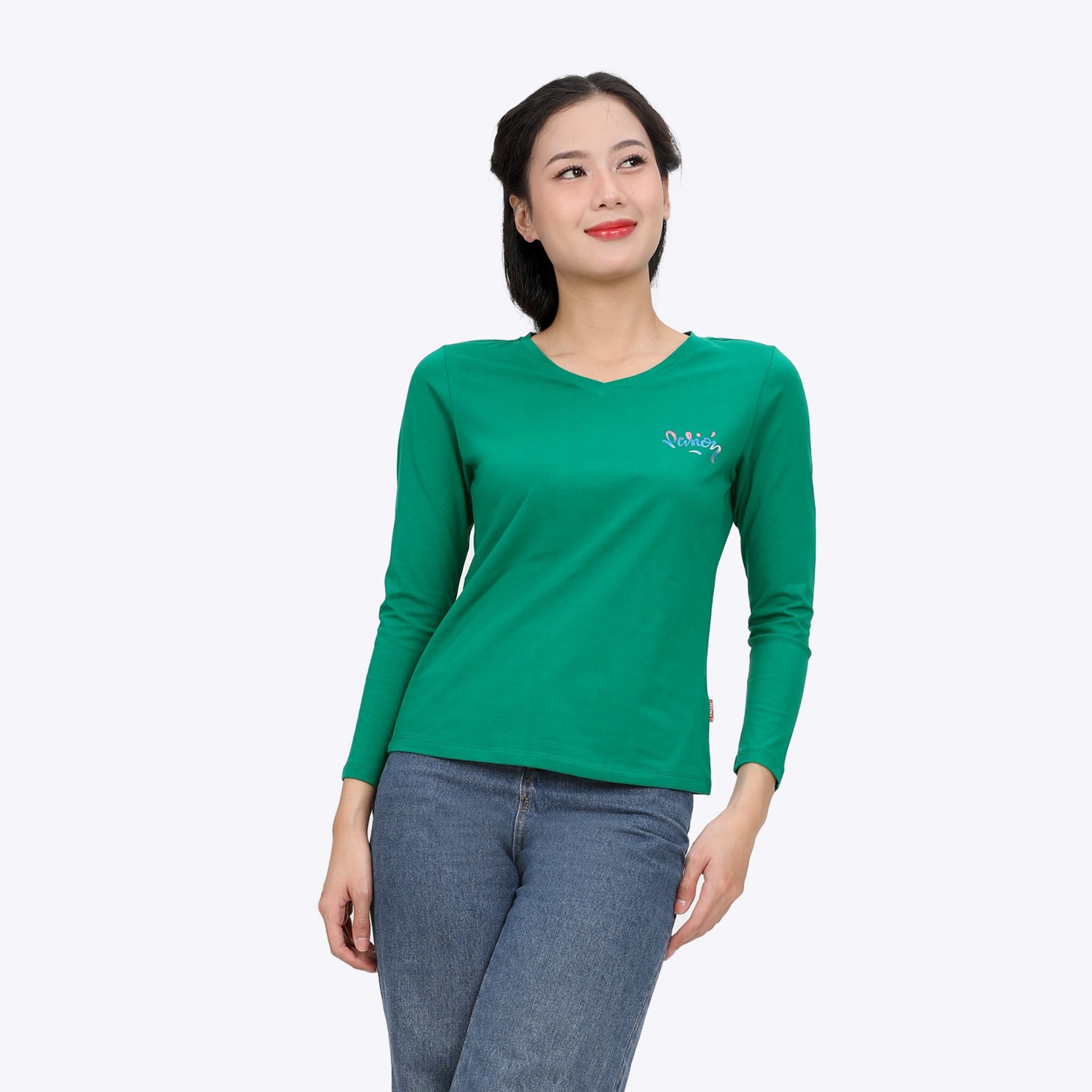 Áo thun nữ tay dài Cổ Tim chất cotton siêu mát 020p 0271
