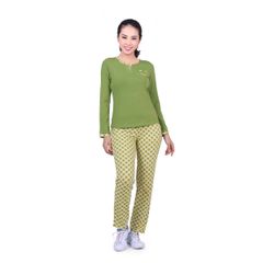 Đồ bộ nữ mặc nhà kiểu quần dài tay dài cotton thu 033p 1354