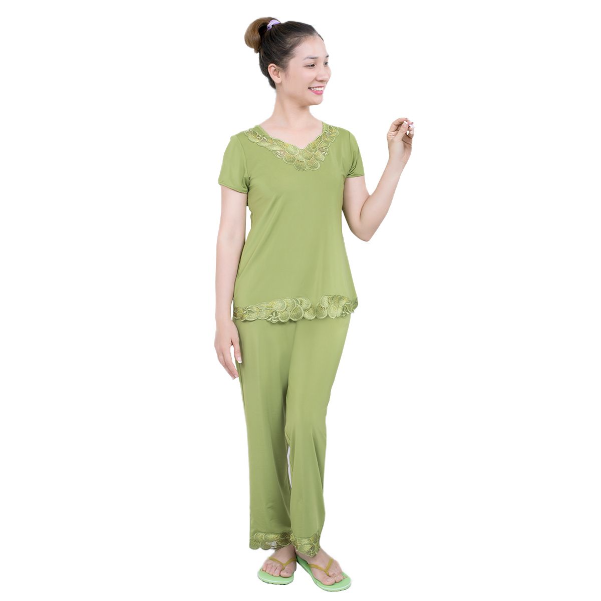 Set đồ bộ nữ kiểu quần dài tay ngắn chất thun lạnh siêu bền 013p 3154