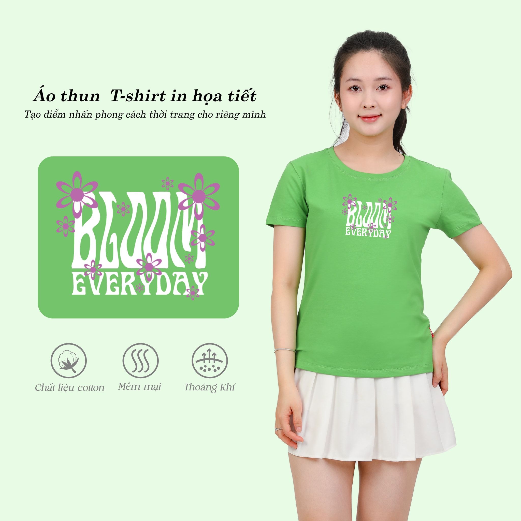 Áo thun nữ tay ngắn Cổ Tròn Form Suông chất cotton siêu mát 020p 0316