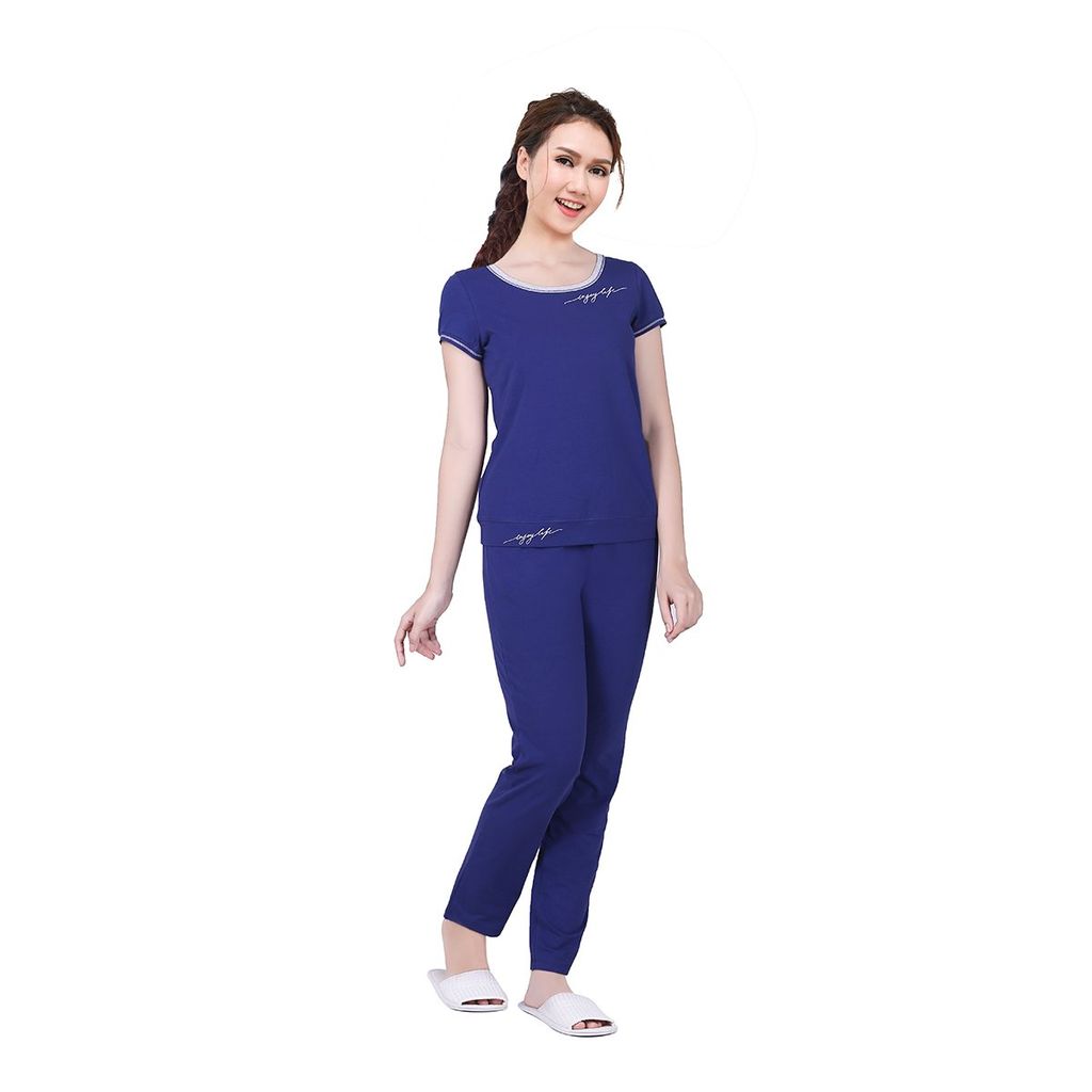 Đồ bộ mặc nhà nữ thể thao kiểu quần dài tay ngắn cotton 023p 1394