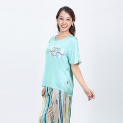 Set đồ bộ nữ kiểu quần dài tay ngắn chất lụa nhung 263p 3347
