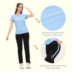 Set đồ bộ nữ kiểu thể thao tập gym, yoga kiểu quần dài tay ngắn chất melan lưới 343p 3405