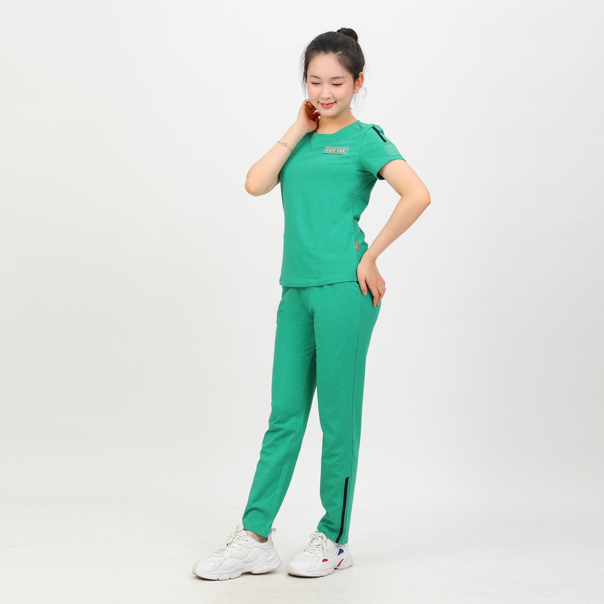 Set đồ bộ nữ kiểu quần dài tay ngắn chất cotton cvc mát 193p 3396