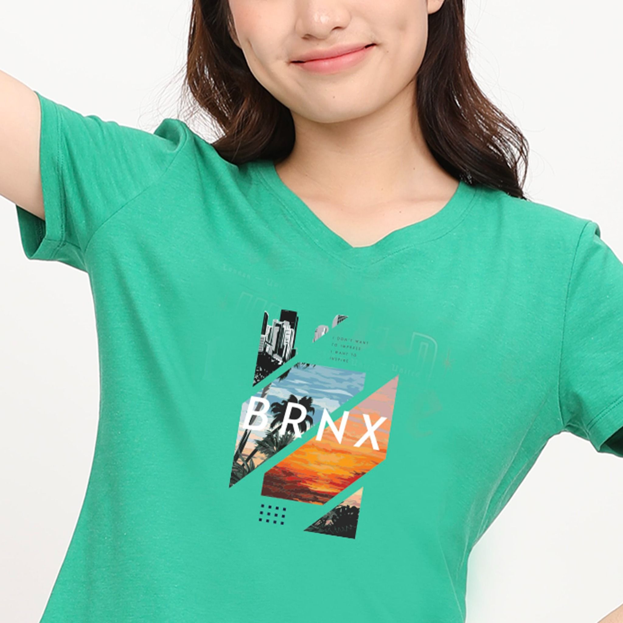 Áo thun nữ tay ngắn Form Suông Cổ Tim chất cotton siêu mát 190p 0323