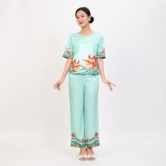 Set đồ bộ nữ kiểu quần dài tay ngắn chất lụa nhung 263p 6057