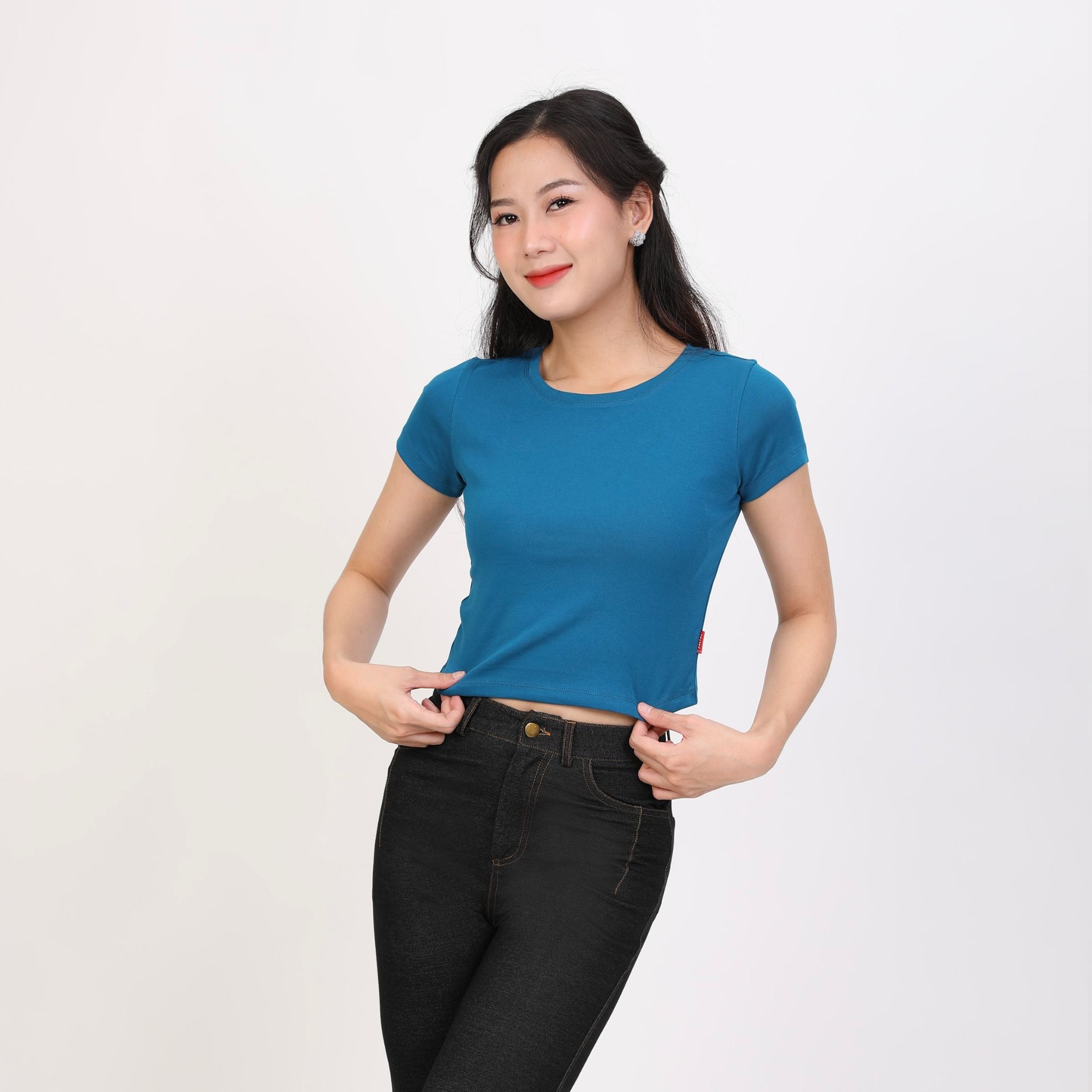 Áo thun nữ croptop tay ngắn Cổ Tròn chất rib chất cotton siêu mát 220p 0265