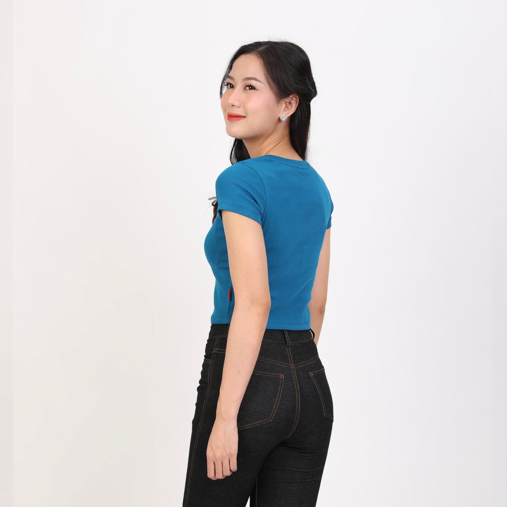 Áo thun nữ croptop tay ngắn Cổ Tròn chất rib chất cotton siêu mát 220p 0265