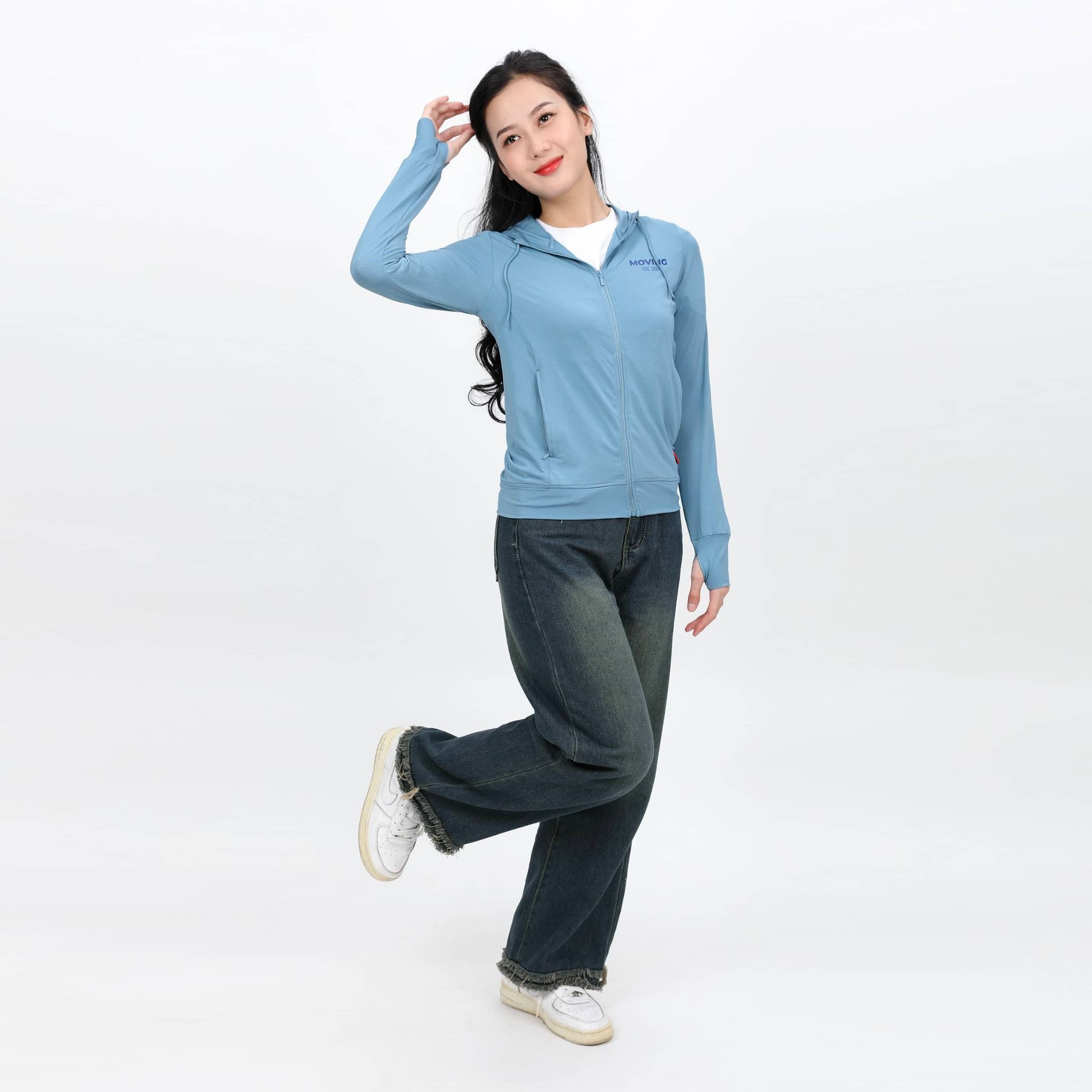 Áo khoác nữ chống nắng, chống UV có nón chất poly thái 311p 1266