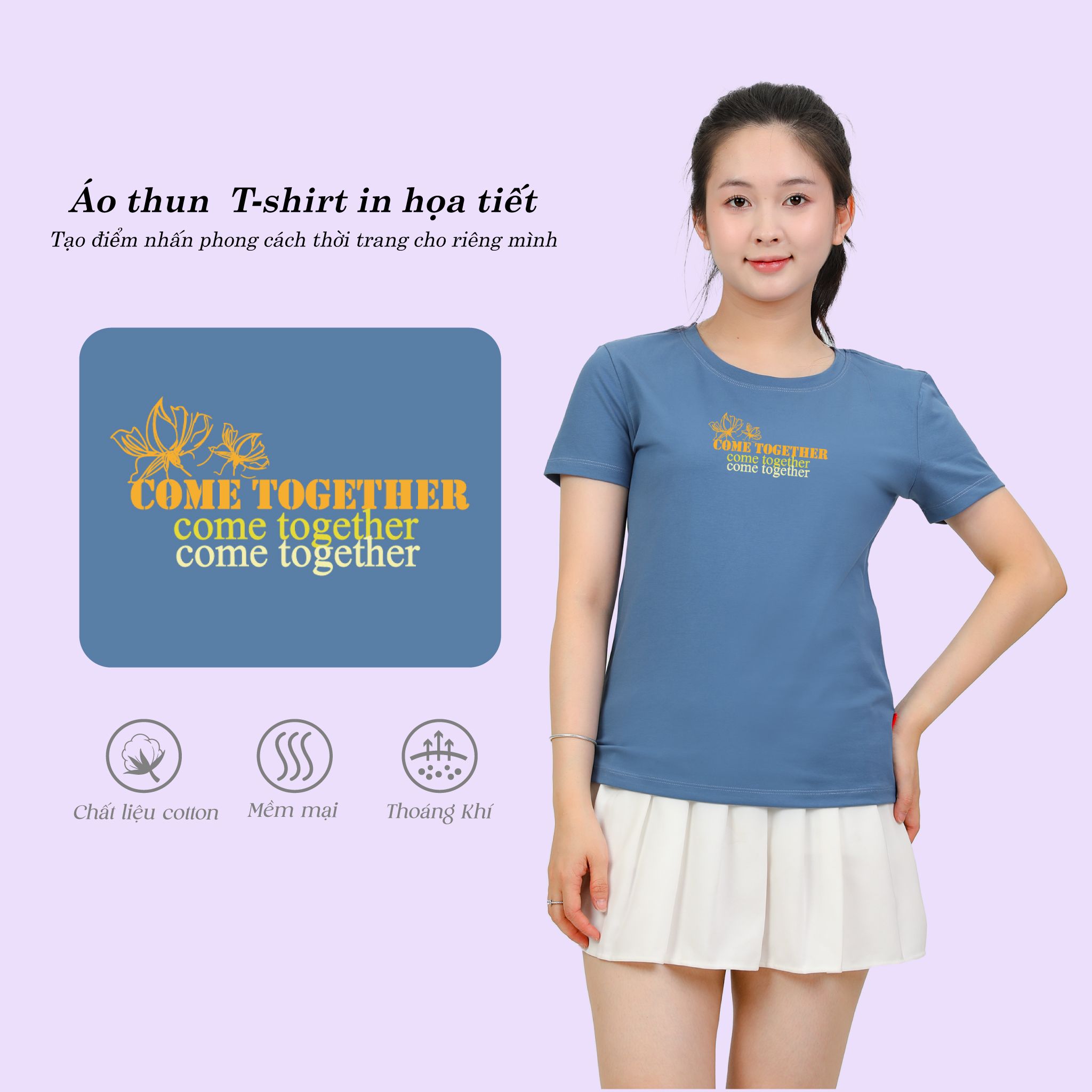 Áo thun nữ tay ngắn Cổ Tròn Form Suông chất cotton siêu mát 020p 0321