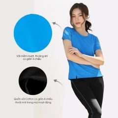 Set đồ bộ nữ kiểu quần dài tay ngắn thể thao 3 trong 1 chất poly thái 313p 3390