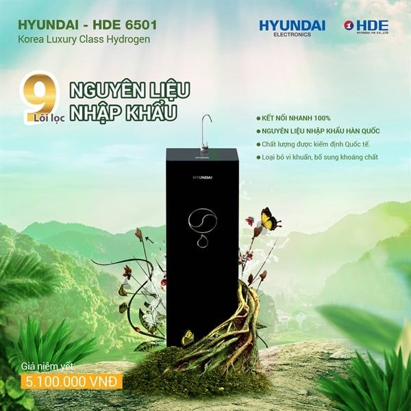  Máy lọc nước R.O 9 cấp lọc Hyundai – HDE 6501 