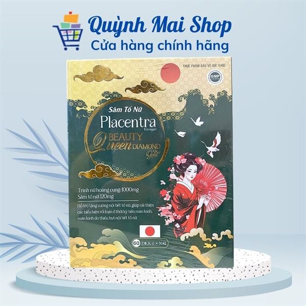  Viên uống nội tiết tố nữ Sâm tố nữ Placentra Estrogen Beauty Queen Diamond Gold hỗ trợ tăng cường nội tiết tố nữ giúp cải thiện các biểu hiện rối loạn kinh nguyệt ở thời kỳ mãn kinh - Hộp 60 viên 