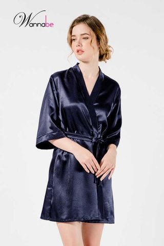 Áo choàng ngủ WANNABE KI010 áo khoác ngủ kimono dạng cơ bản trơn đơn giản dễ mặc sang trọng