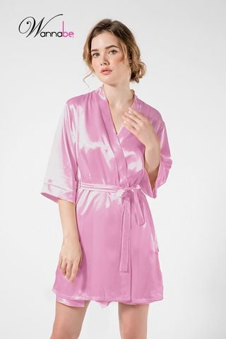 Áo choàng ngủ WANNABE KI010 áo khoác ngủ kimono dạng cơ bản trơn đơn giản dễ mặc sang trọng