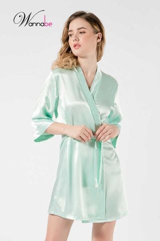 Áo choàng ngủ WANNABE KI010 áo khoác ngủ kimono dạng cơ bản trơn đơn giản dễ mặc sang trọng