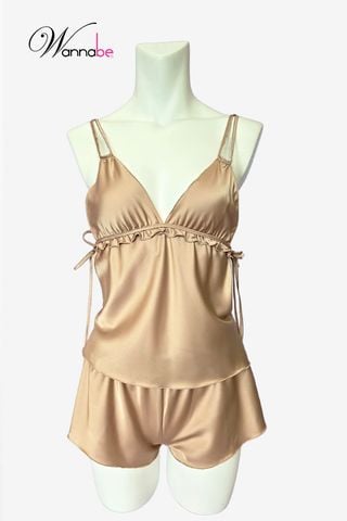 Độ bộ lụa mềm mại thiết kế nhún eo tinh tế WANNABE bộ đùi nữ dành cho Quý Cô thích nhẹ nhàng BSL04